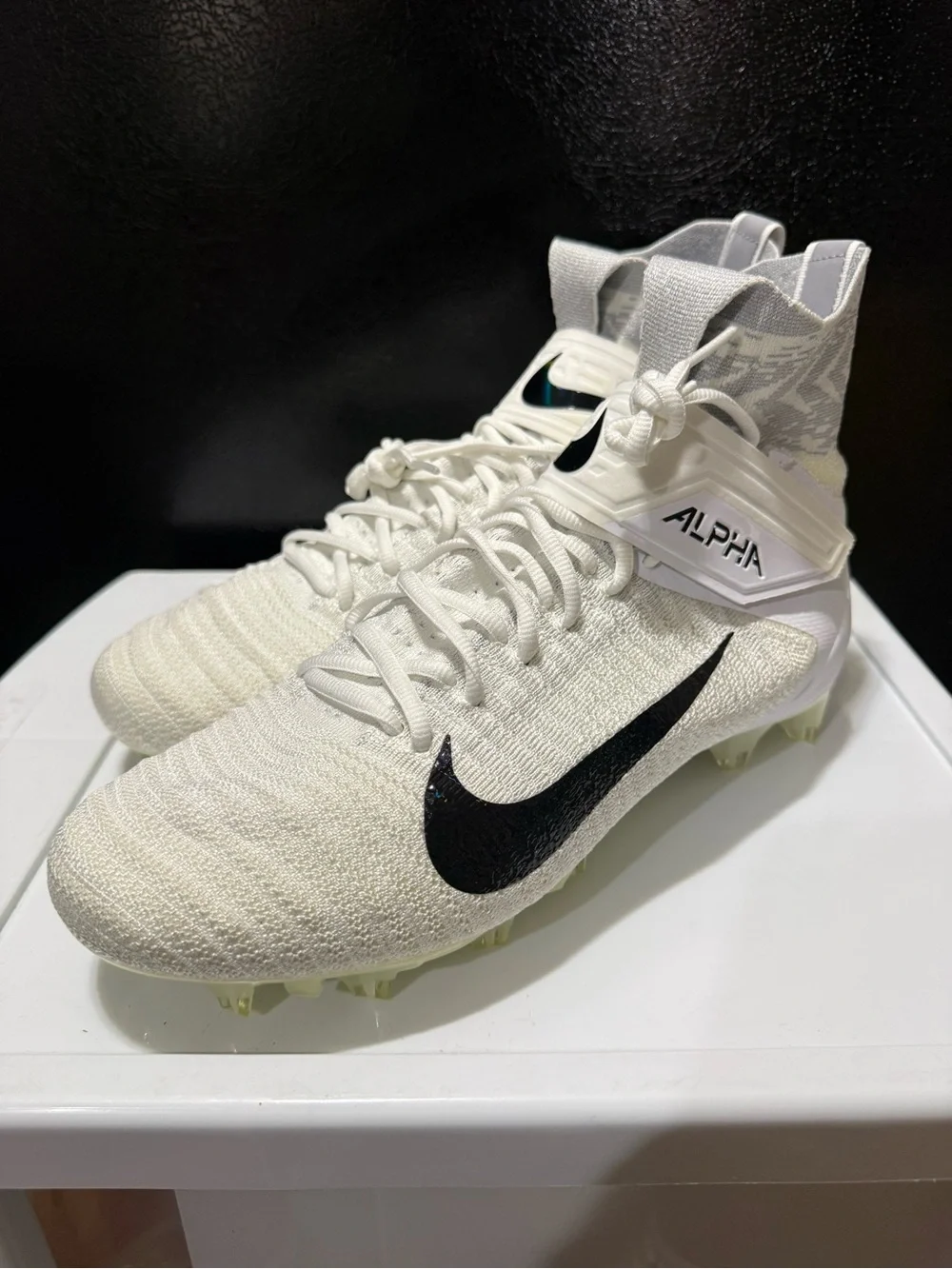 Nike Alpha Menace Elite 2 White Football Cleats Men's Size 11.5 WIDE BV3298-100